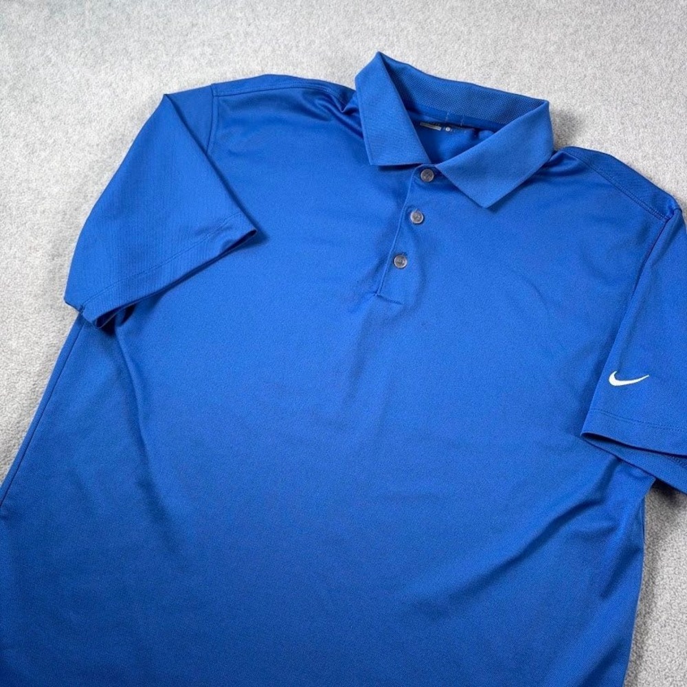 Nike Golf Polo Shirt Mens L Blue Solid Dri-FIT Short Sleeve Tour Performance